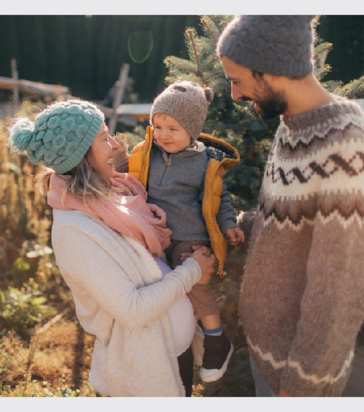 family in winter attire